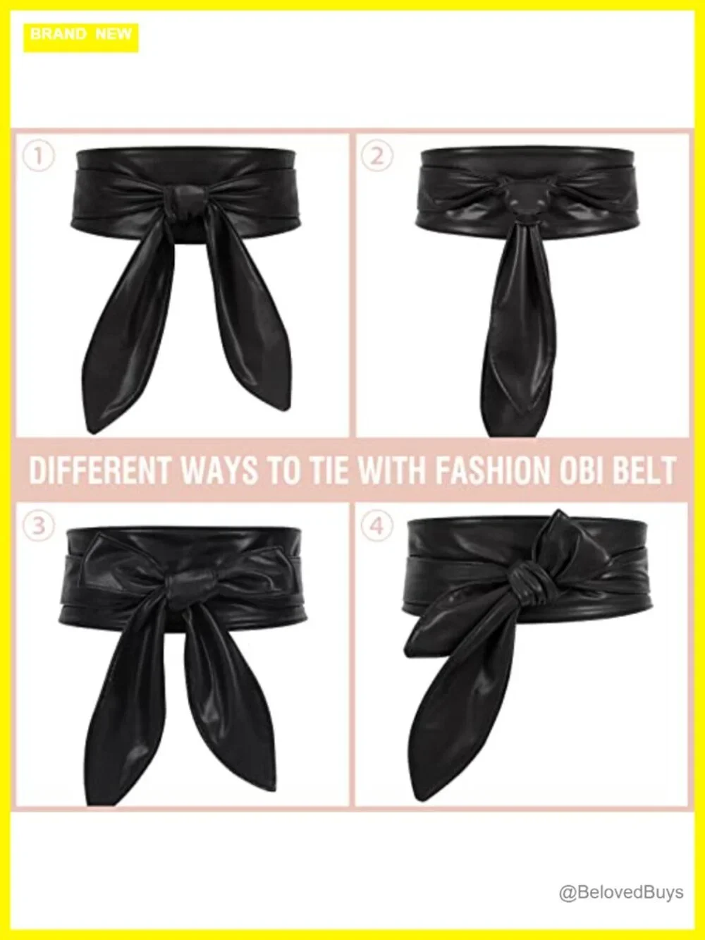 Wide PU Leather Obi Belt Wrap Waistband Knotted Belt for Dresses